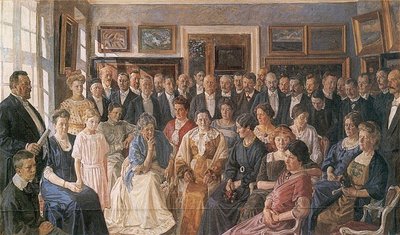 Painting from the inauguration of Faaborg Museum in 1910 by Peter Marius Hansen
